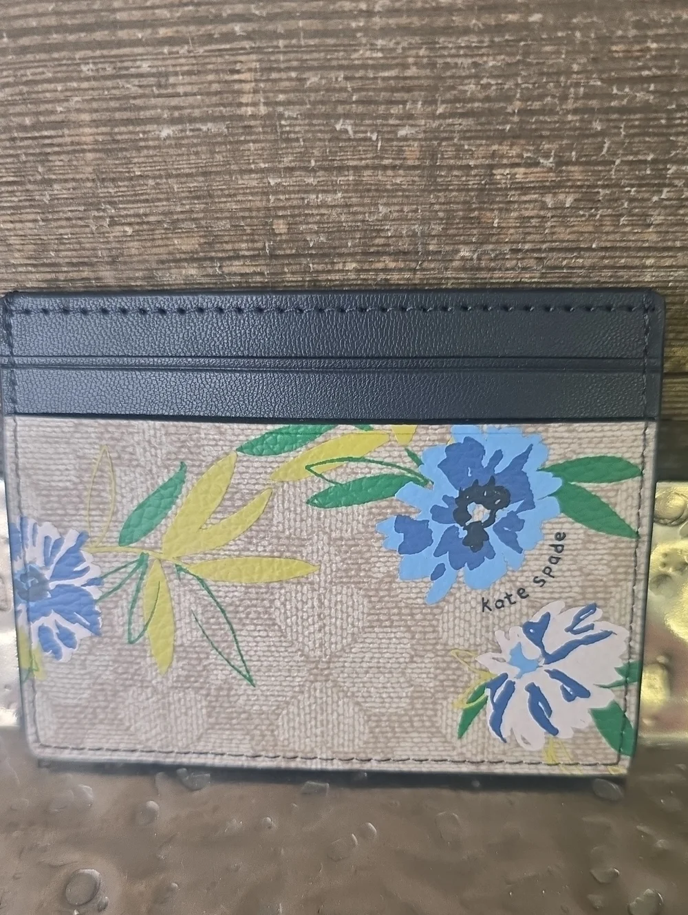 kate spade Floral Cardholder with Blue & Yellow Flowers, NWT